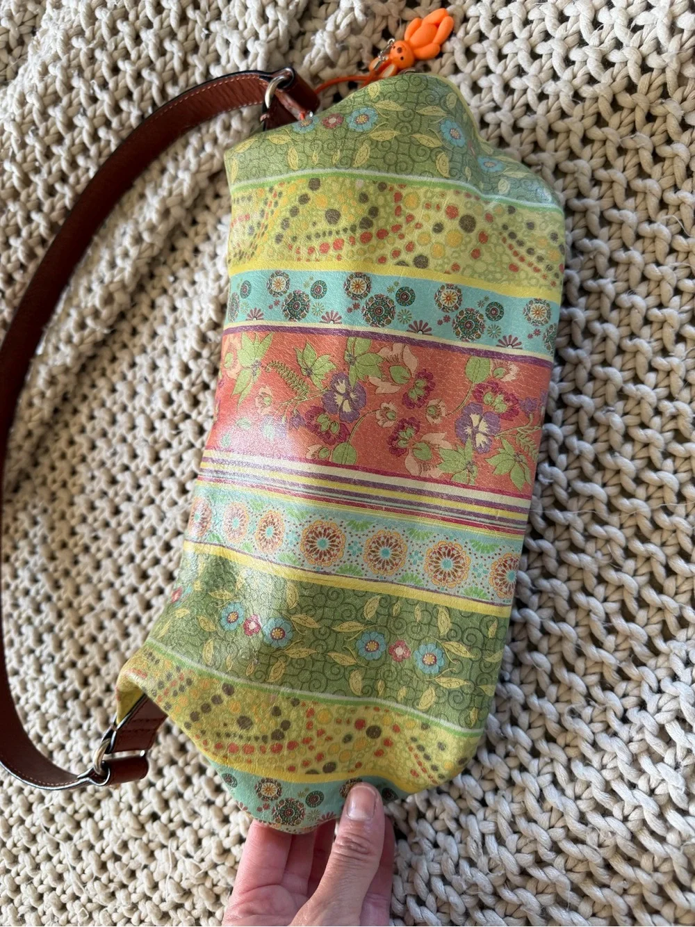 Fossil Multicolor Floral Stripe Shoulder Bag